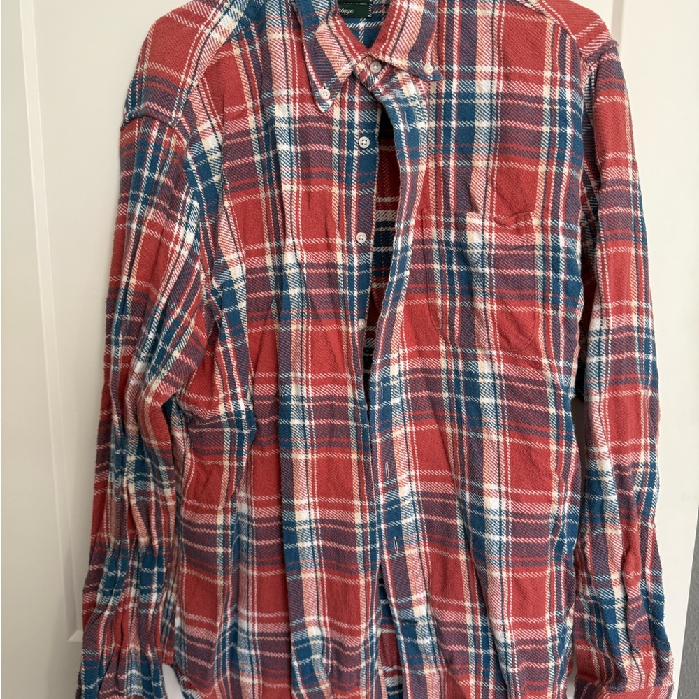 Gitman Brothers flannel Red and Blue Plaid Casual Button Down Shirt